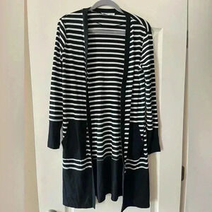Workshop Black & White Striped Cardigan Women’s size Small